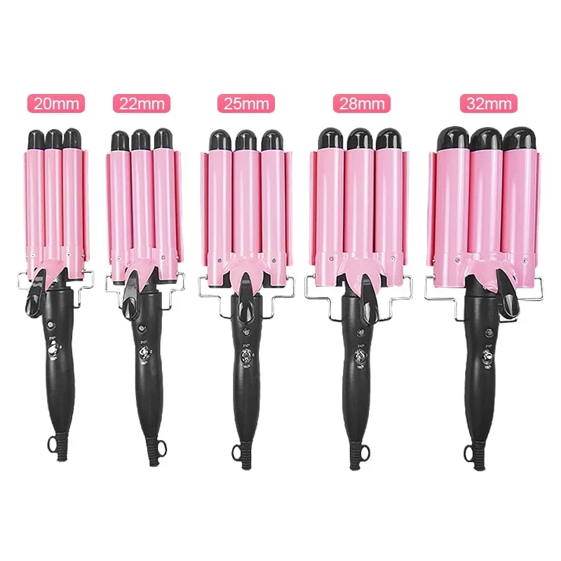 20/22/25/28mm Professional Ceramic Hair Curling Triple Barrel Crimper Wave Water Ripple Rolls Electric Hair Curler Styling tool