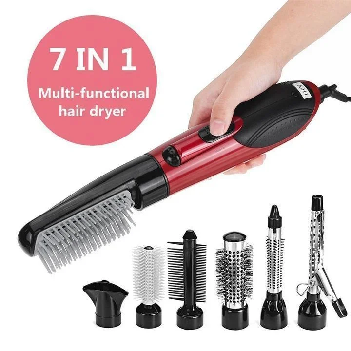 7in1 Professional Multi-functional Styling Tools Wide Brush Hair Dryer Straightener Comb Clip Pipe Roller Brush