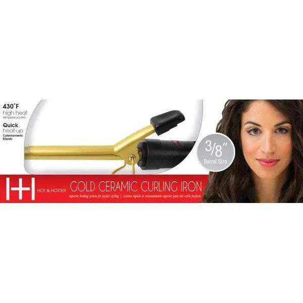 Hot & Hotter Gold Ceramic Curling Iron 3/8" #5861